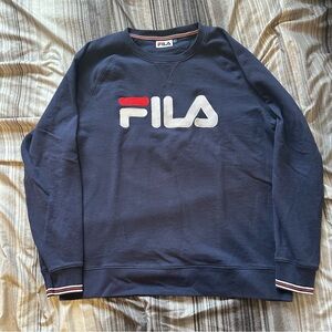 FILA Men's Dark Blue Crewneck Sweater Unisex US Men’s Size Large